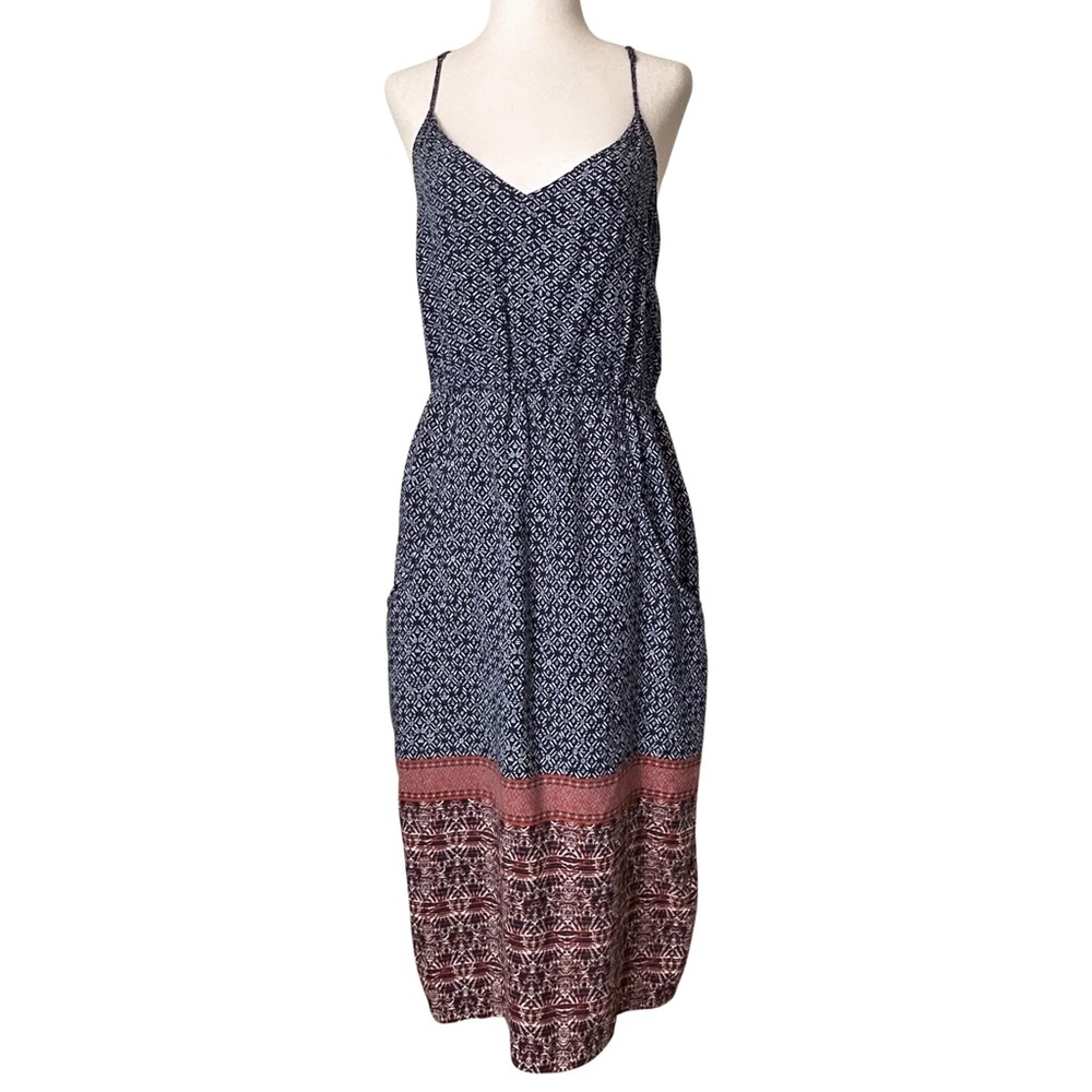 Patagonia Lost Wildflower Tencel Lyocell Racerback Boho Midi Dress - S - Blue